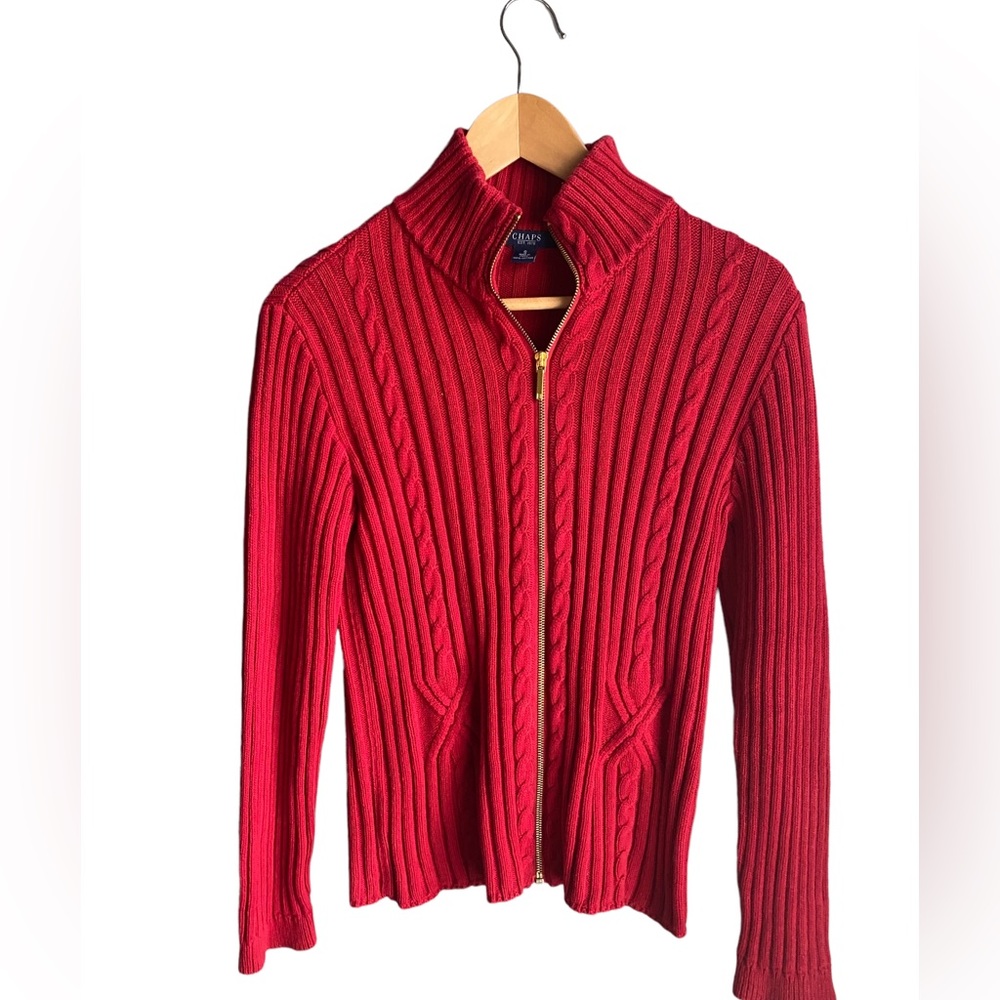 Chaps Red Cardigan Sweater